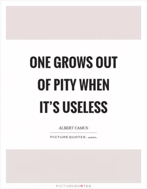 One grows out of pity when it’s useless Picture Quote #1