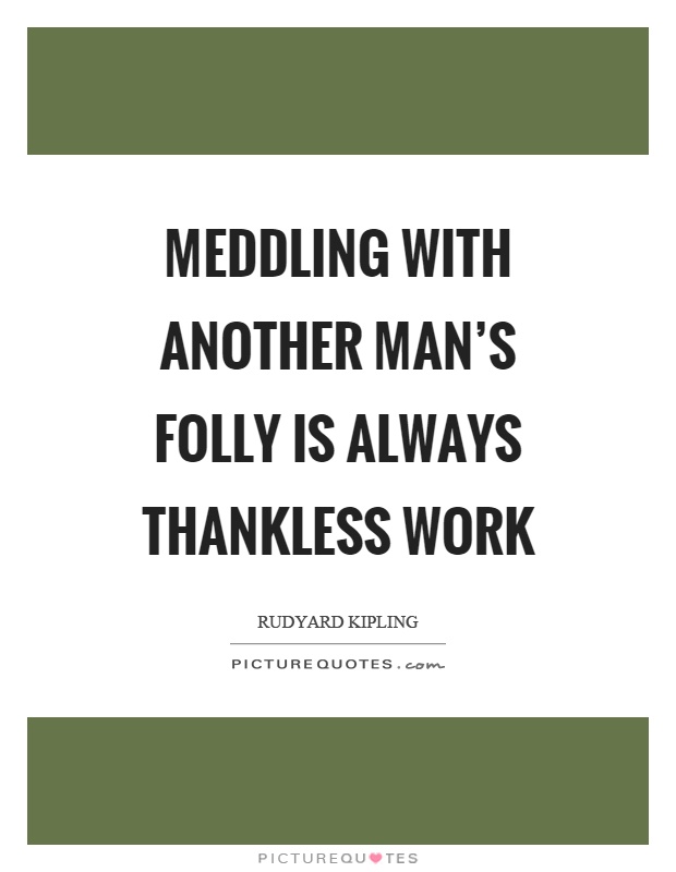 Meddling with another man's folly is always thankless work Picture Quote #1