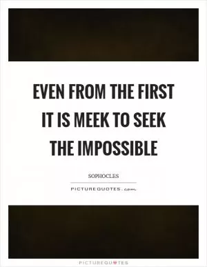 Even from the first it is meek to seek the impossible Picture Quote #1