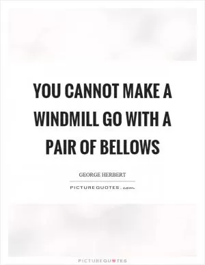 You cannot make a windmill go with a pair of bellows Picture Quote #1