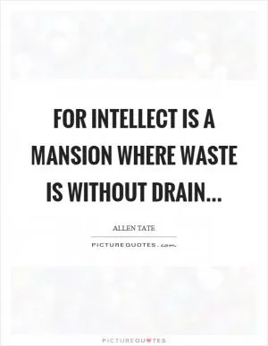 For intellect is a mansion where waste is without drain Picture Quote #1