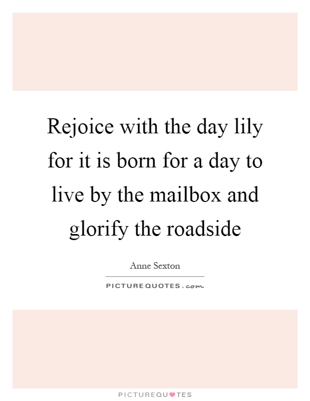 Rejoice with the day lily for it is born for a day to live by the mailbox and glorify the roadside Picture Quote #1