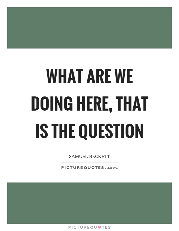 What are we doing here, that is the question Picture Quote #1