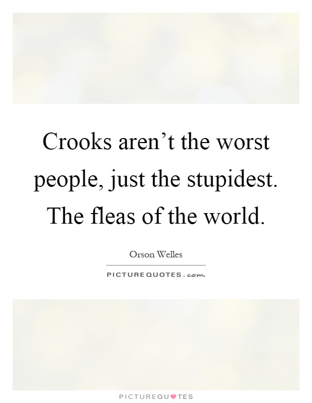 Crooks aren't the worst people, just the stupidest. The fleas of the world Picture Quote #1
