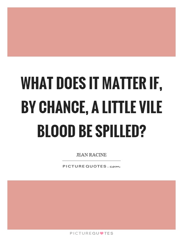 What does it matter if, by chance, a little vile blood be spilled? Picture Quote #1