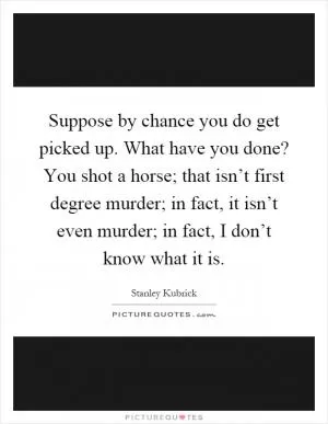 Suppose by chance you do get picked up. What have you done? You shot a horse; that isn’t first degree murder; in fact, it isn’t even murder; in fact, I don’t know what it is Picture Quote #1
