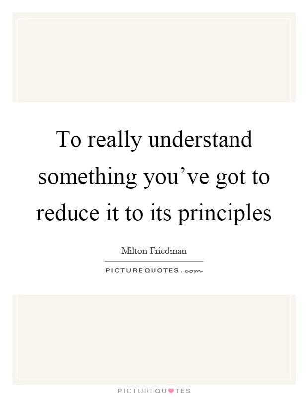 To really understand something you've got to reduce it to its principles Picture Quote #1