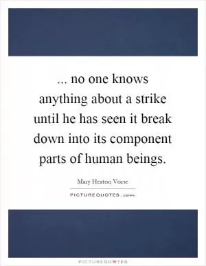 ... no one knows anything about a strike until he has seen it break down into its component parts of human beings Picture Quote #1