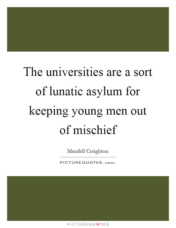 The universities are a sort of lunatic asylum for keeping young men out of mischief Picture Quote #1