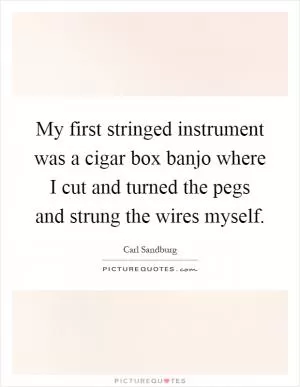 My first stringed instrument was a cigar box banjo where I cut and turned the pegs and strung the wires myself Picture Quote #1