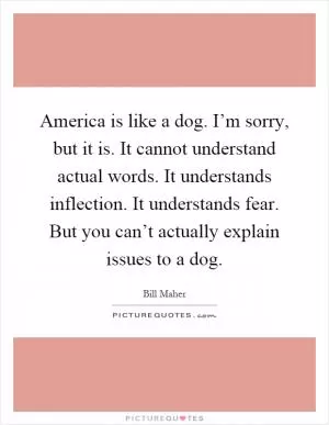 America is like a dog. I’m sorry, but it is. It cannot understand actual words. It understands inflection. It understands fear. But you can’t actually explain issues to a dog Picture Quote #1