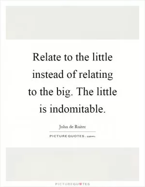 Relate to the little instead of relating to the big. The little is indomitable Picture Quote #1