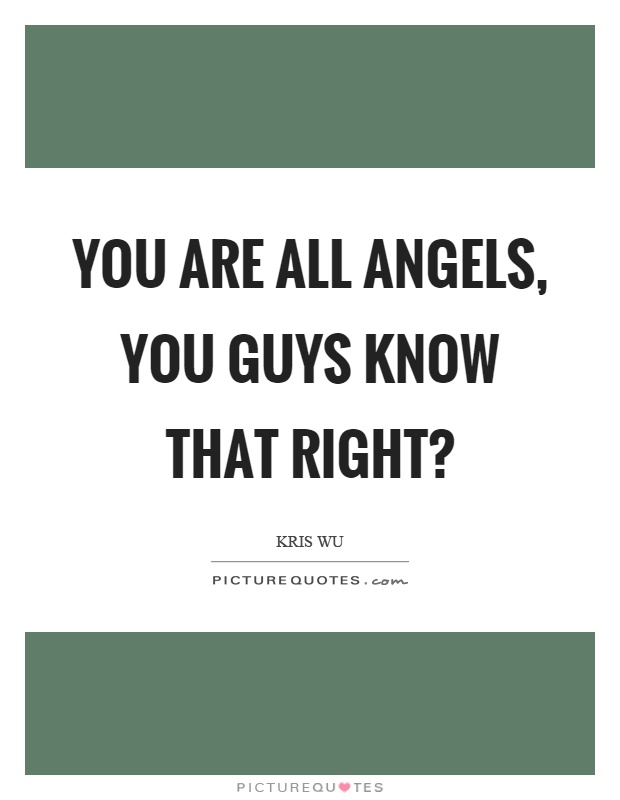 You are all angels, you guys know that right? Picture Quote #1