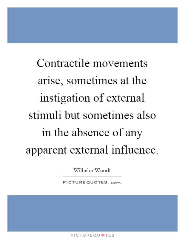 Contractile movements arise, sometimes at the instigation of external stimuli but sometimes also in the absence of any apparent external influence Picture Quote #1