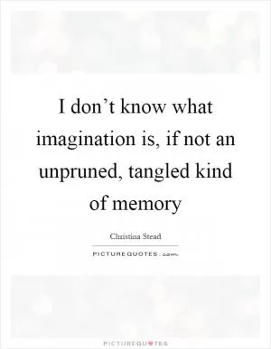 I don’t know what imagination is, if not an unpruned, tangled kind of memory Picture Quote #1