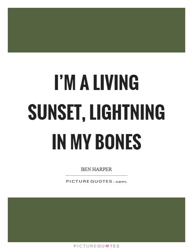 I'm a living sunset, lightning in my bones Picture Quote #1
