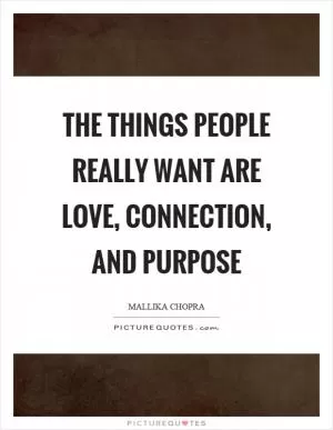 The things people really want are love, connection, and purpose Picture Quote #1