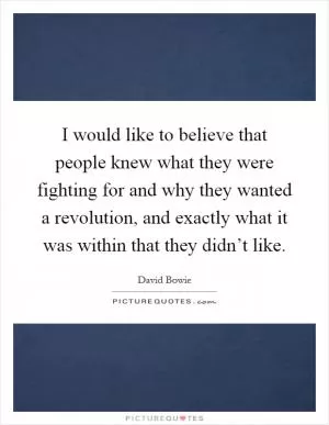 I would like to believe that people knew what they were fighting for and why they wanted a revolution, and exactly what it was within that they didn’t like Picture Quote #1