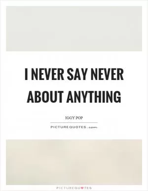 I never say never about anything Picture Quote #1