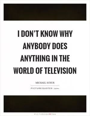 I don’t know why anybody does anything in the world of television Picture Quote #1