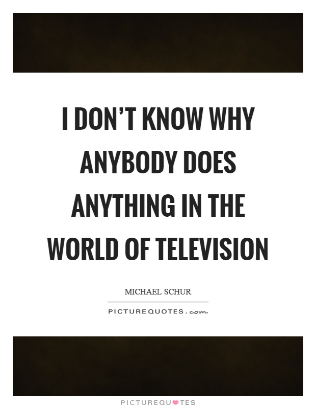 I don't know why anybody does anything in the world of television Picture Quote #1