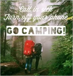 Call in sick. Turn off your phone. Go camping Picture Quote #1
