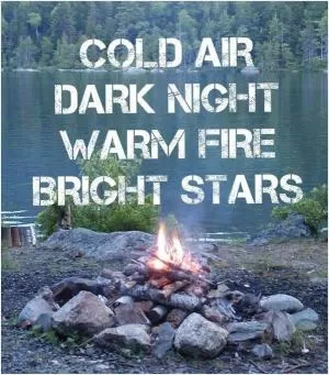 Cold air. Dark night. Warm fire. Bright stars Picture Quote #1