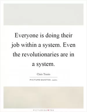 Everyone is doing their job within a system. Even the revolutionaries are in a system Picture Quote #1