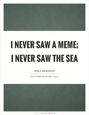 I never saw a meme; I never saw the sea Picture Quote #1