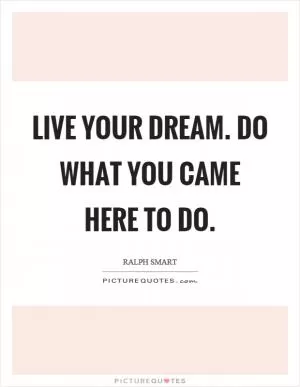 Live your dream. Do what you came here to do Picture Quote #1