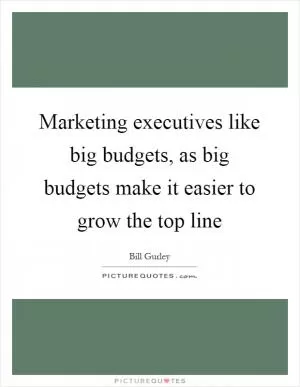 Marketing executives like big budgets, as big budgets make it easier to grow the top line Picture Quote #1