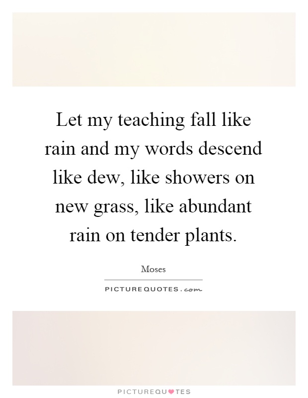 Let my teaching fall like rain and my words descend like dew, like showers on new grass, like abundant rain on tender plants Picture Quote #1