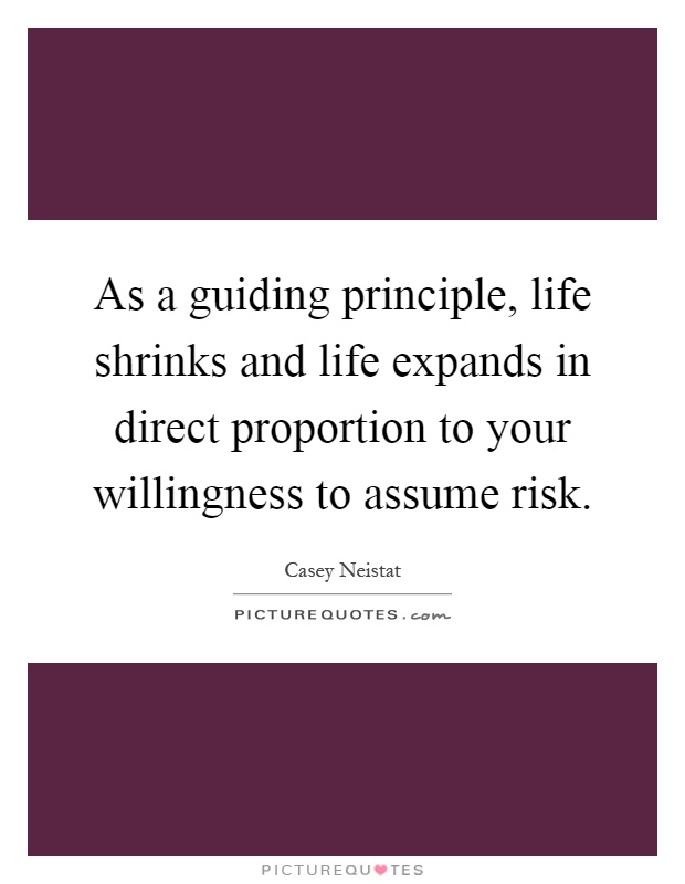 As a guiding principle, life shrinks and life expands in direct proportion to your willingness to assume risk Picture Quote #1