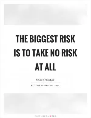 The biggest risk is to take no risk at all Picture Quote #1
