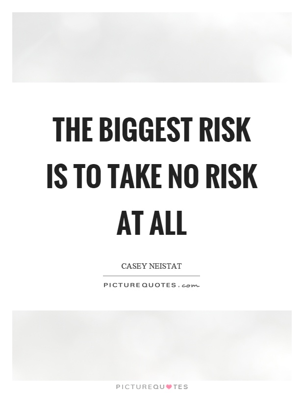 The biggest risk is to take no risk at all Picture Quote #1