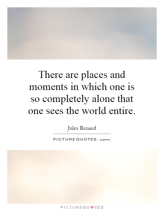There are places and moments in which one is so completely alone that one sees the world entire Picture Quote #1