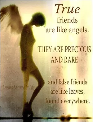 True friends are like angels. They are precious and rare, and false friends are like leaves, found everywhere Picture Quote #1