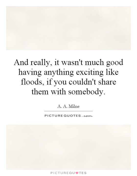 And really, it wasn't much good having anything exciting like floods, if you couldn't share them with somebody Picture Quote #1