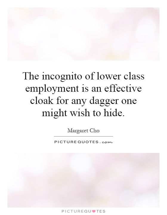The incognito of lower class employment is an effective cloak for any dagger one might wish to hide Picture Quote #1