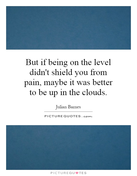 But if being on the level didn't shield you from pain, maybe it was better to be up in the clouds Picture Quote #1