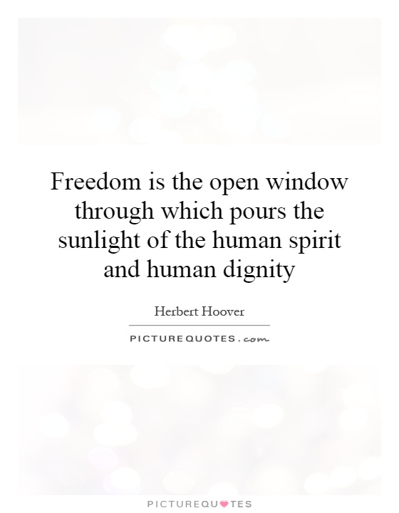 Freedom is the open window through which pours the sunlight of the human spirit and human dignity Picture Quote #1