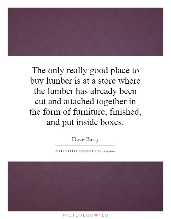 The only really good place to buy lumber is at a store where the lumber has already been cut and attached together in the form of furniture, finished, and put inside boxes Picture Quote #1