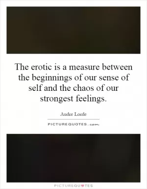 The erotic is a measure between the beginnings of our sense of self and the chaos of our strongest feelings Picture Quote #1