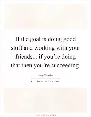 If the goal is doing good stuff and working with your friends... if you’re doing that then you’re succeeding Picture Quote #1