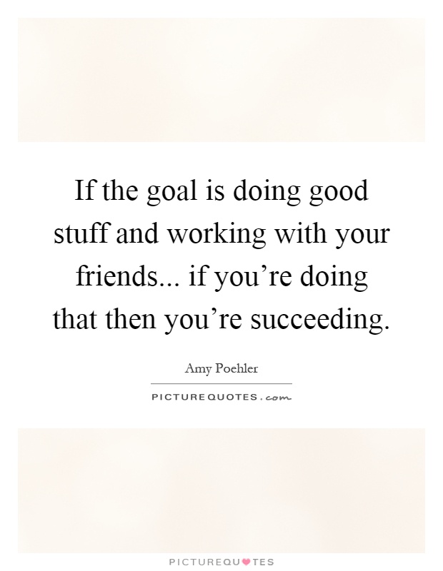 If the goal is doing good stuff and working with your friends... if you're doing that then you're succeeding Picture Quote #1