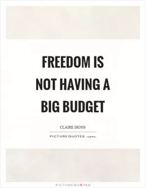Freedom is not having a big budget Picture Quote #1