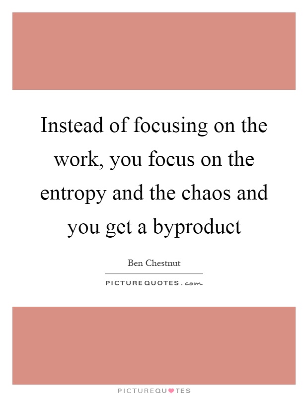 Instead of focusing on the work, you focus on the entropy and the chaos and you get a byproduct Picture Quote #1