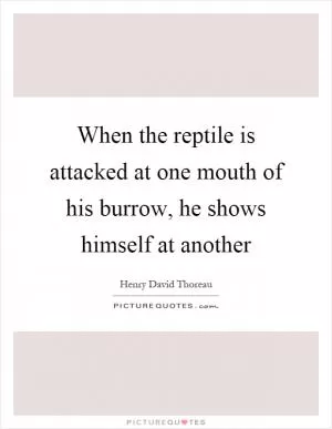 When the reptile is attacked at one mouth of his burrow, he shows himself at another Picture Quote #1