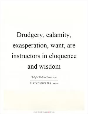 Drudgery, calamity, exasperation, want, are instructors in eloquence and wisdom Picture Quote #1