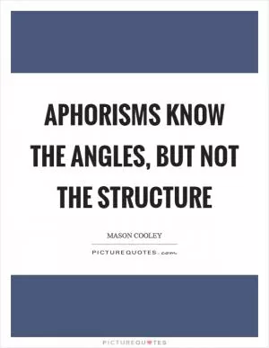 Aphorisms know the angles, but not the structure Picture Quote #1